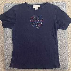 Navy Blue Short Sleeve Tee with Heart Design